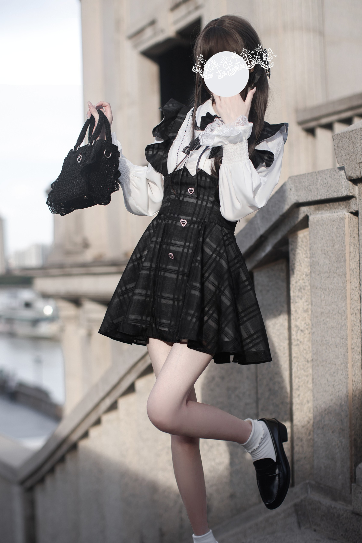 Ruffle Check Short Sass Skirt + Shirt + Ribbon