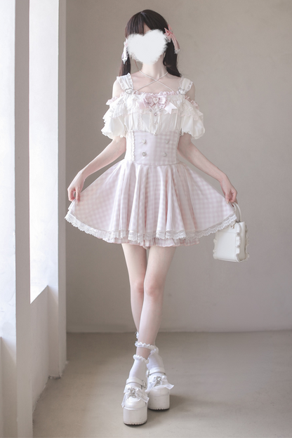 【予約商品】量産オフショルダートップス+ハイウエストスカート