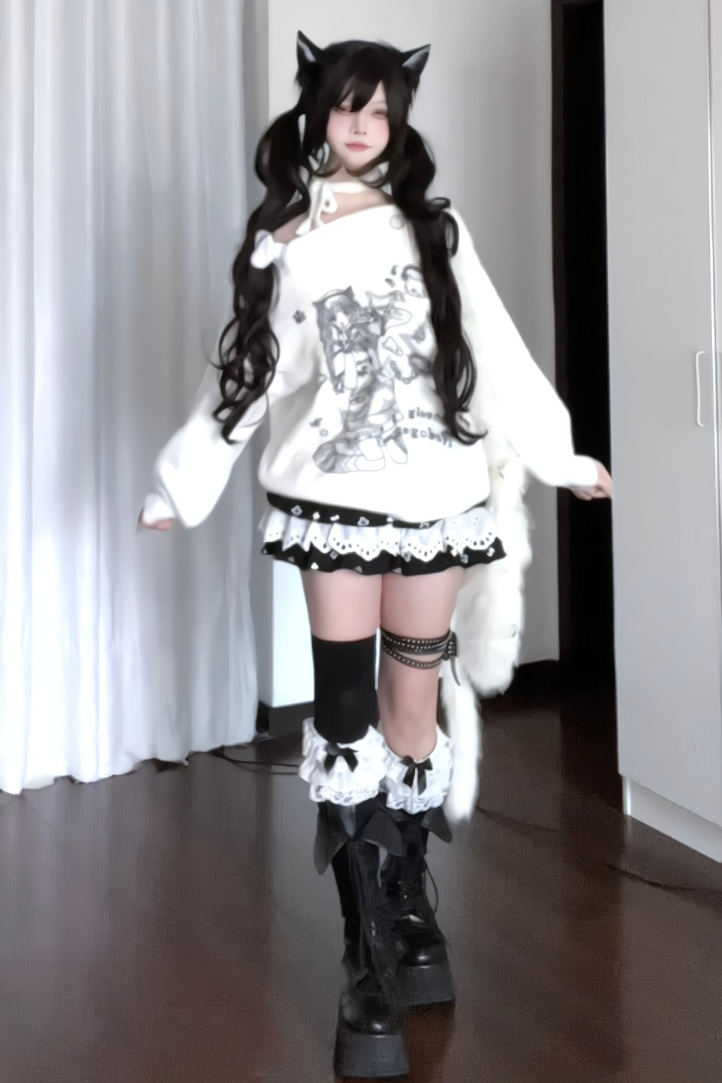 Bone Girl Print One Shoulder Top