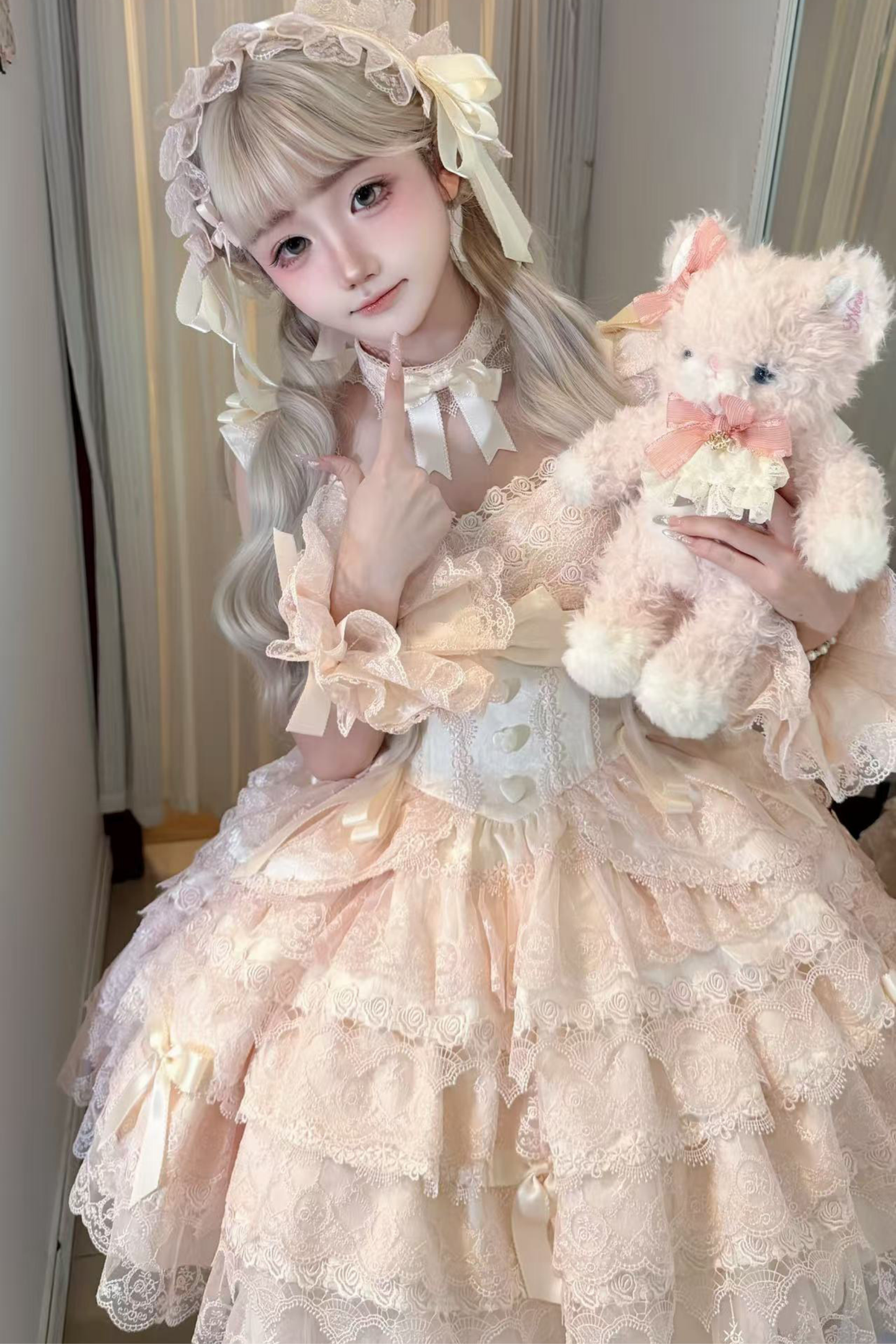 【予約商品】プリンセスバレエケーキロリータドレス+ヘアバンド+ネックレス+スリーブ+テール