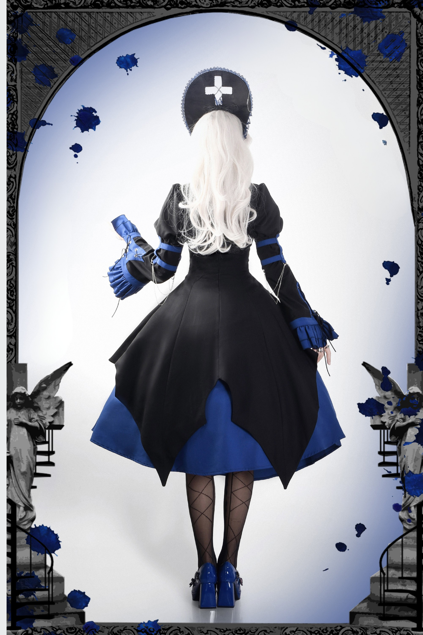 Split Cross Gothic Dark Nun Dress Setup