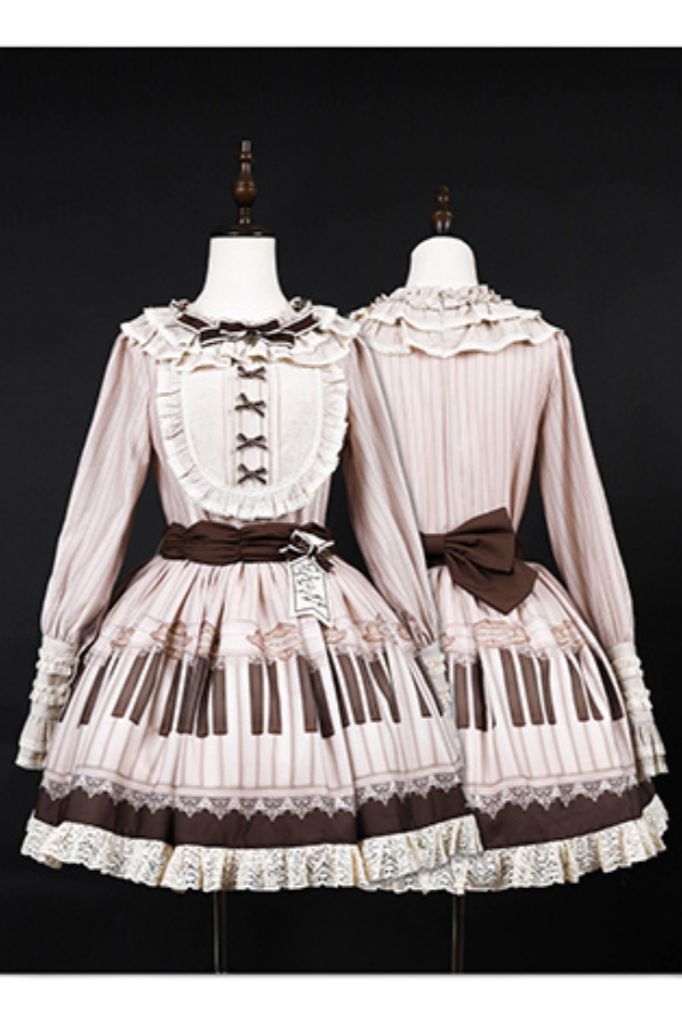 Elegant Classical Piano Print Lolita Dress + Setup + Accessories