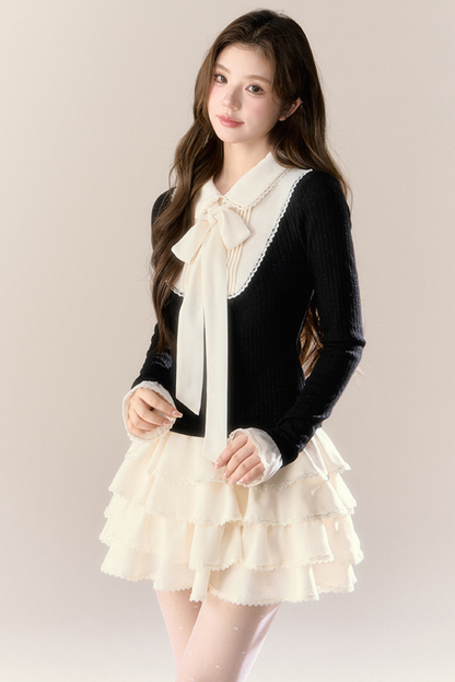 フレンチカレッジトップス+ティアードスカート