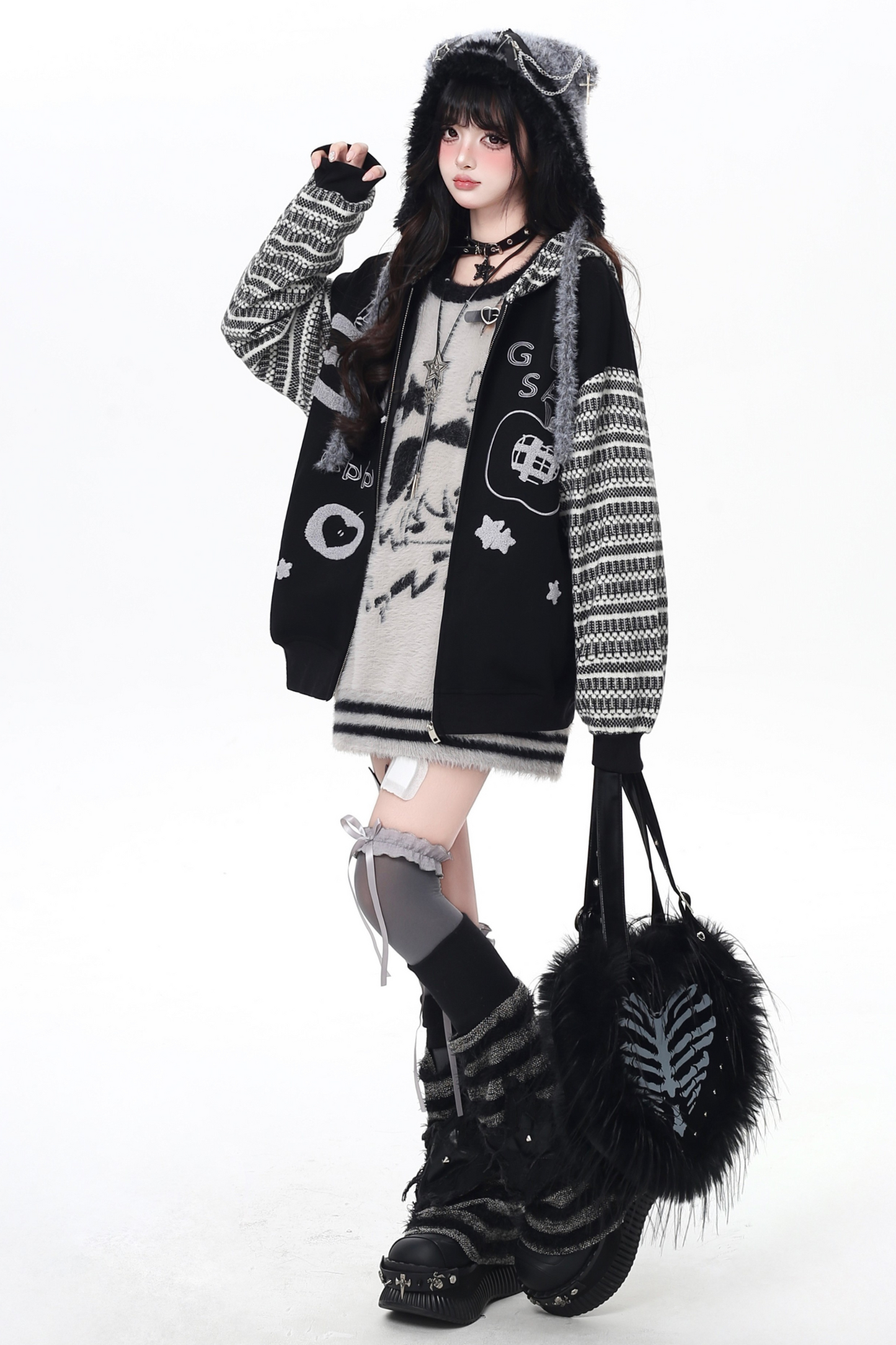 アメリカンボーダーアームルーズフードパーカー