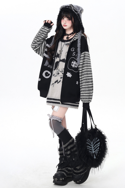 アメリカンボーダーアームルーズフードパーカー