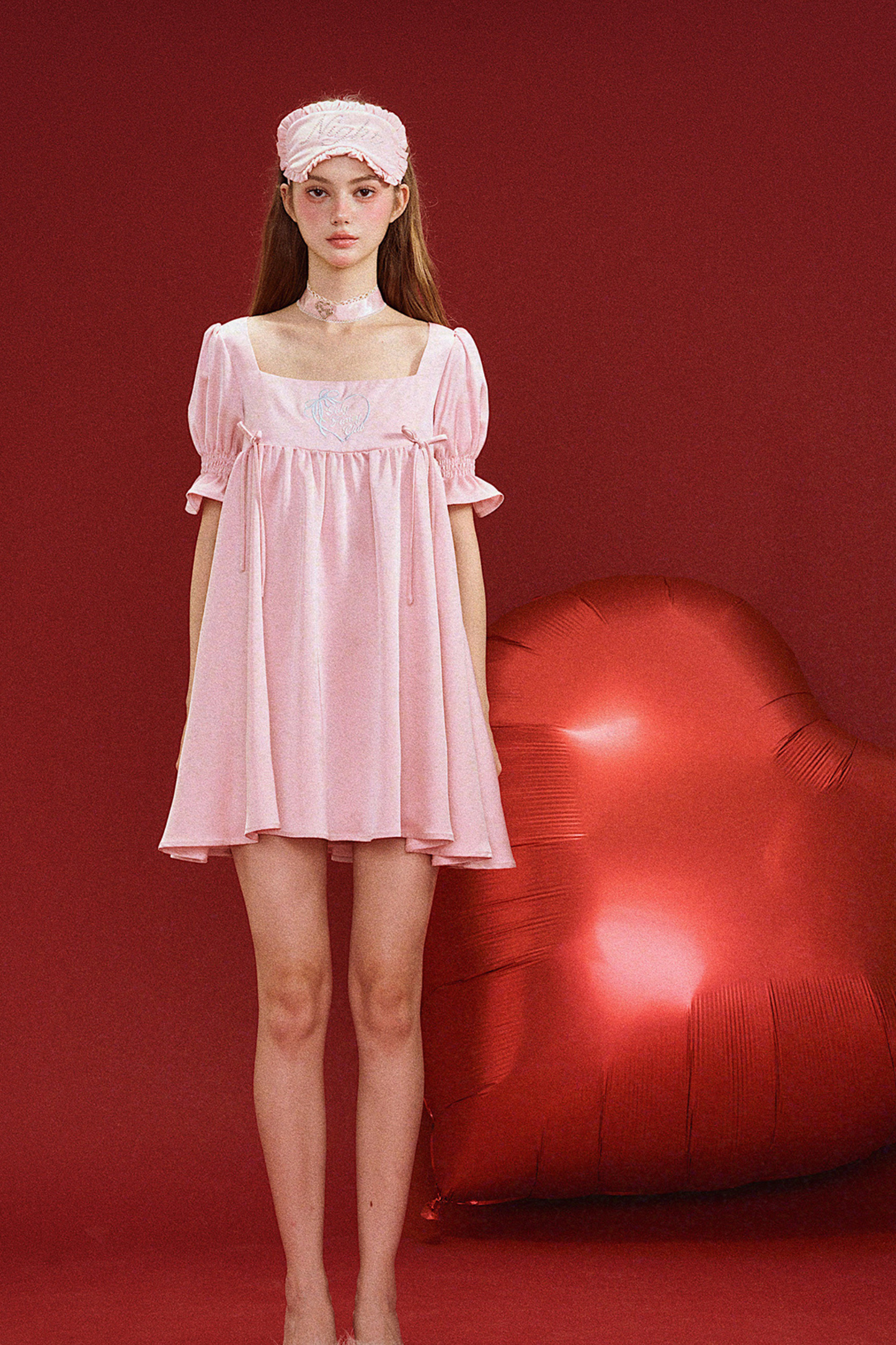 Puff Sleeve Satin Nightdress