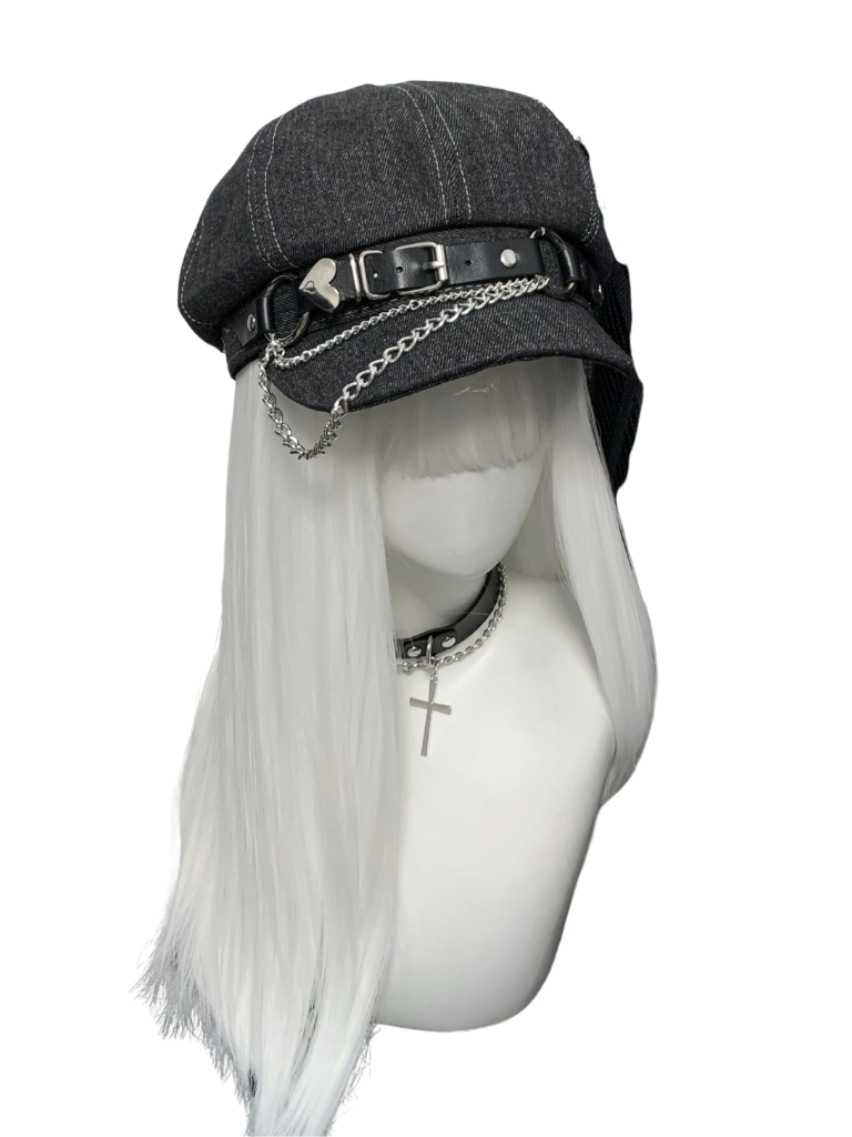 1Gangster Inn Original Subculture Beret Metal Cool Denim Gray Sweet Cool Hat y2k Painter Hat