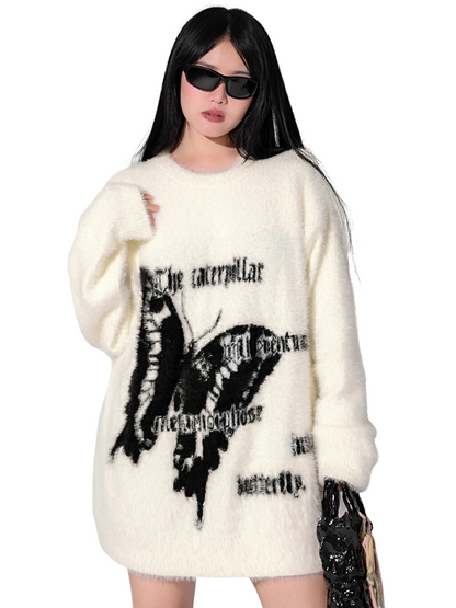 Butterfly Gothic Original Swallowtail Mohair Knit Sweater