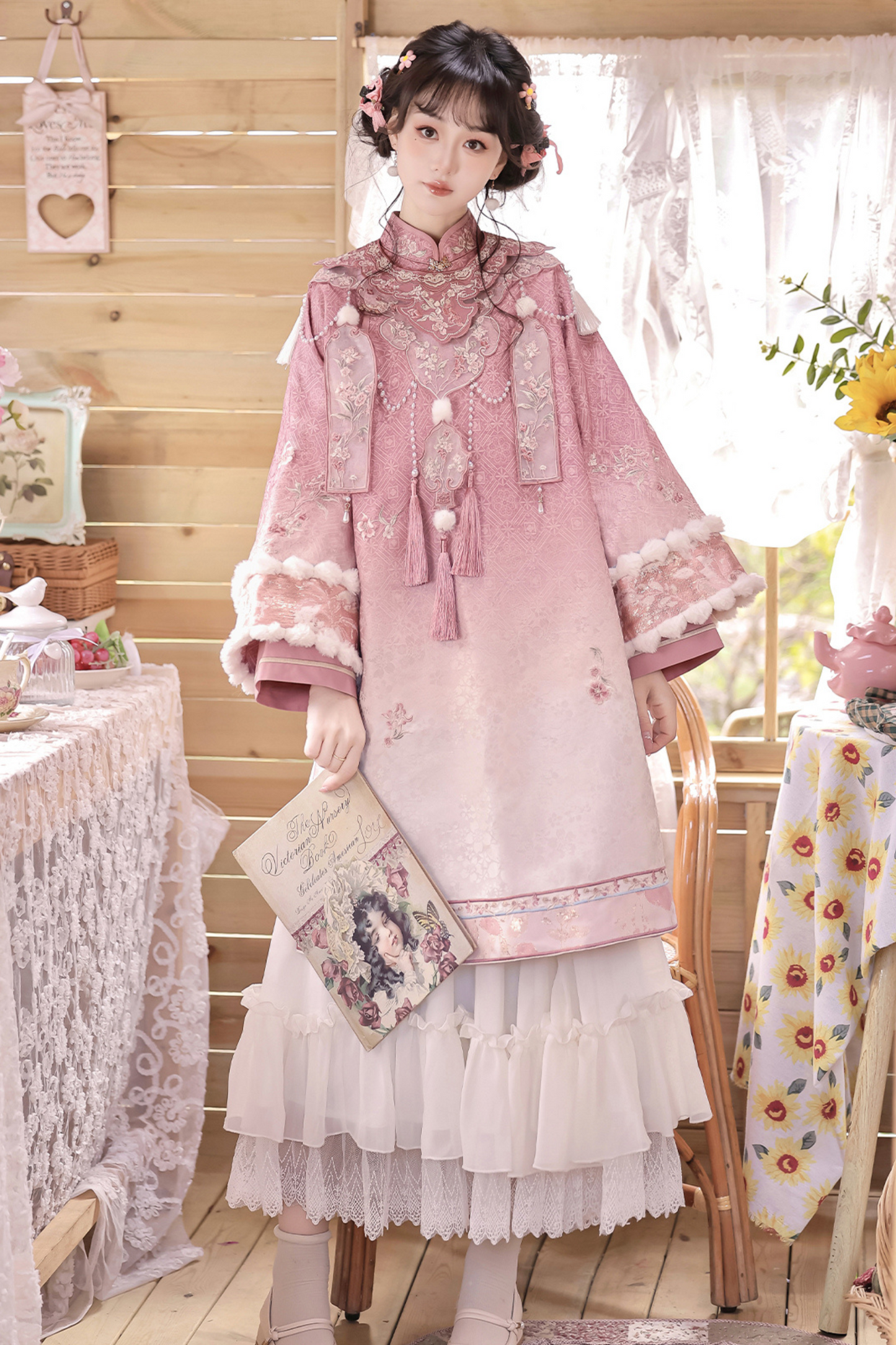 Peach Mist China Top + Skirt + Cloud Shoulder