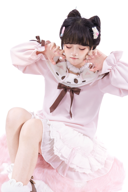 キャットオフショルダートップス+ケーキスカート