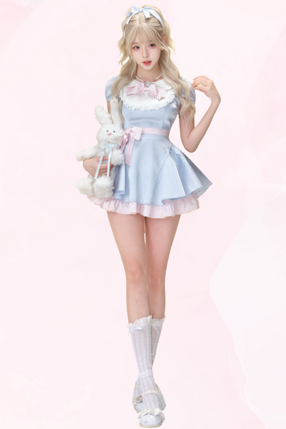 Teenage Coconut Moonlight Dress (with Ribbon) + Bubble Shorts