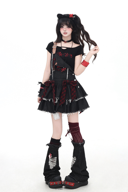 Sweet Cool Ribbon Denim Skirt