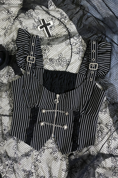 エンジェルストライプクロスベスト+トップス+スカート