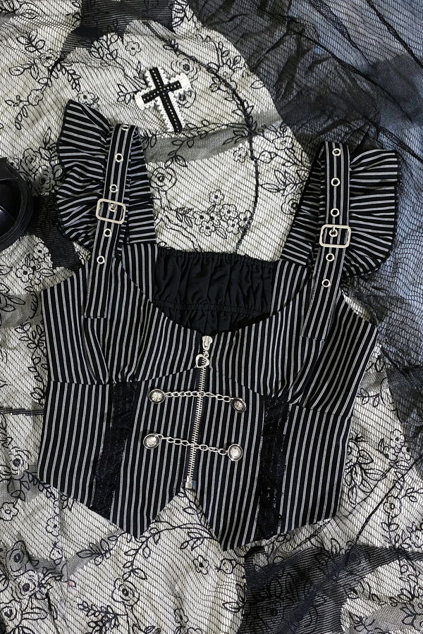 エンジェルストライプクロスベスト+トップス+スカート