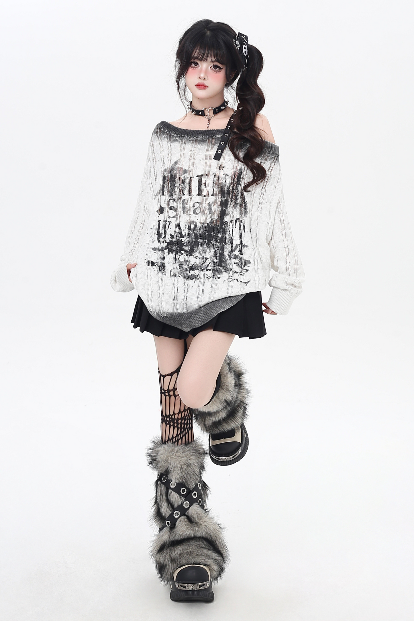 ダークグラデーションオフショルダートップス