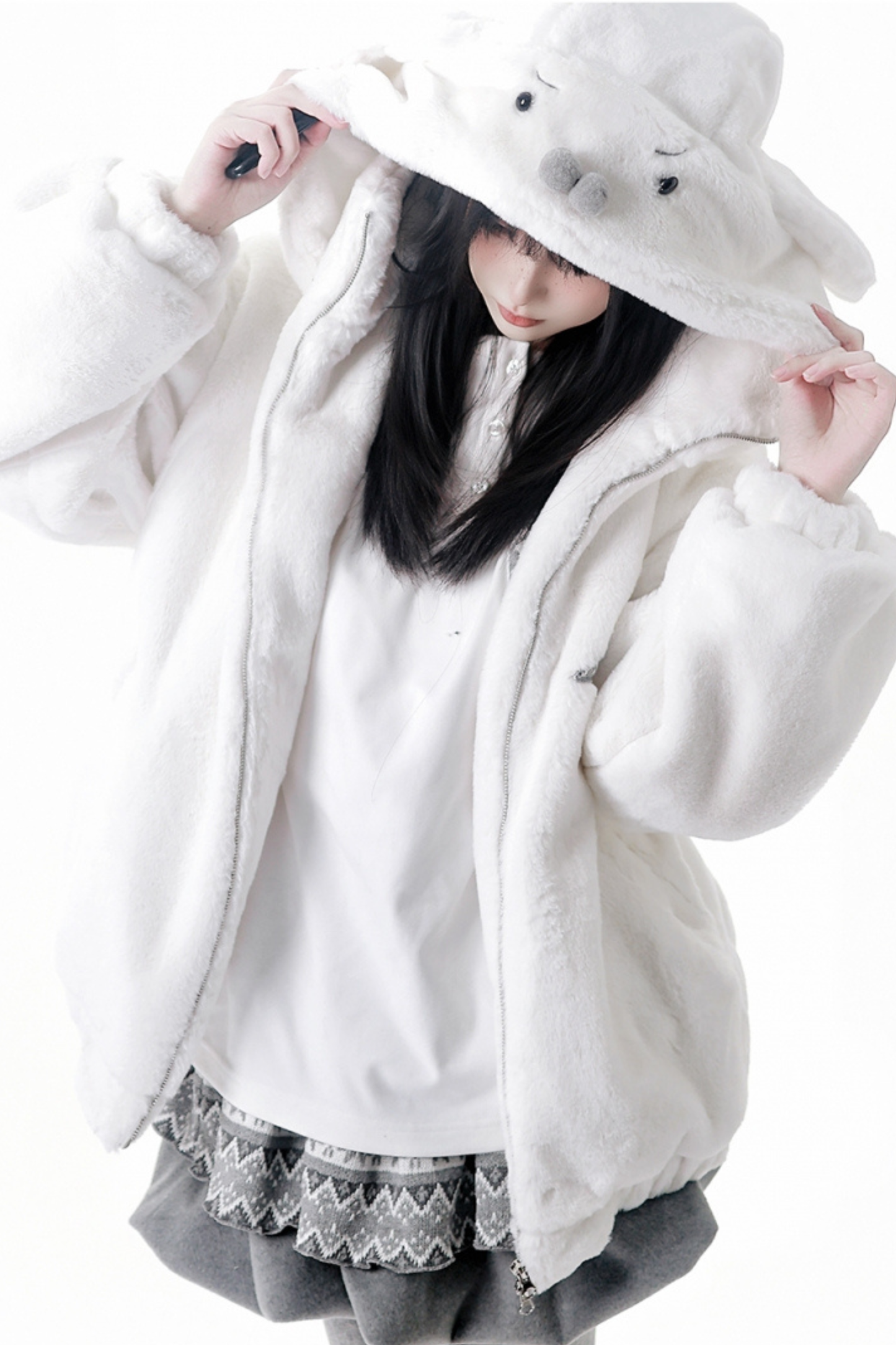 ファーベルベットコート+トップス+パンツ+スカート