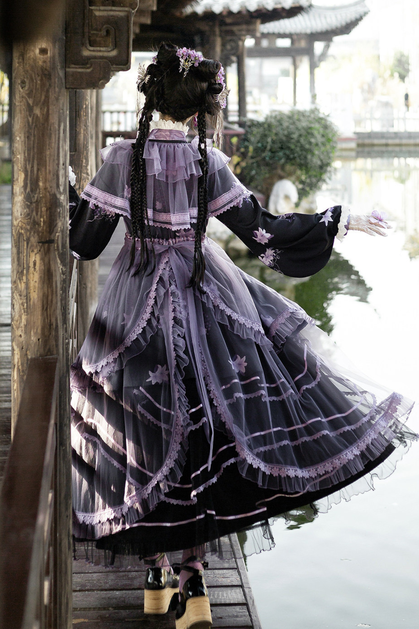 ダークチャイナクロスカラードレス+オーバードレス+スカート