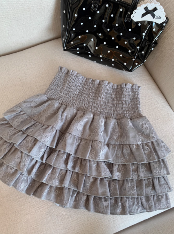 Cream Cake High waist Chuhrace short skirt