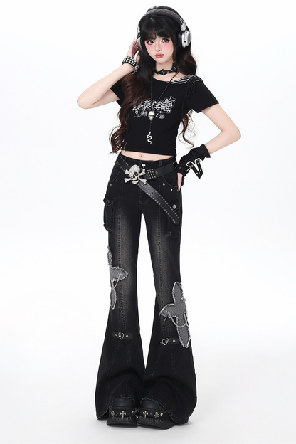 Pantaloni in denim incrociati retrò