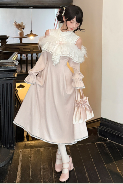 スウィートオフショルダーガーリードレス