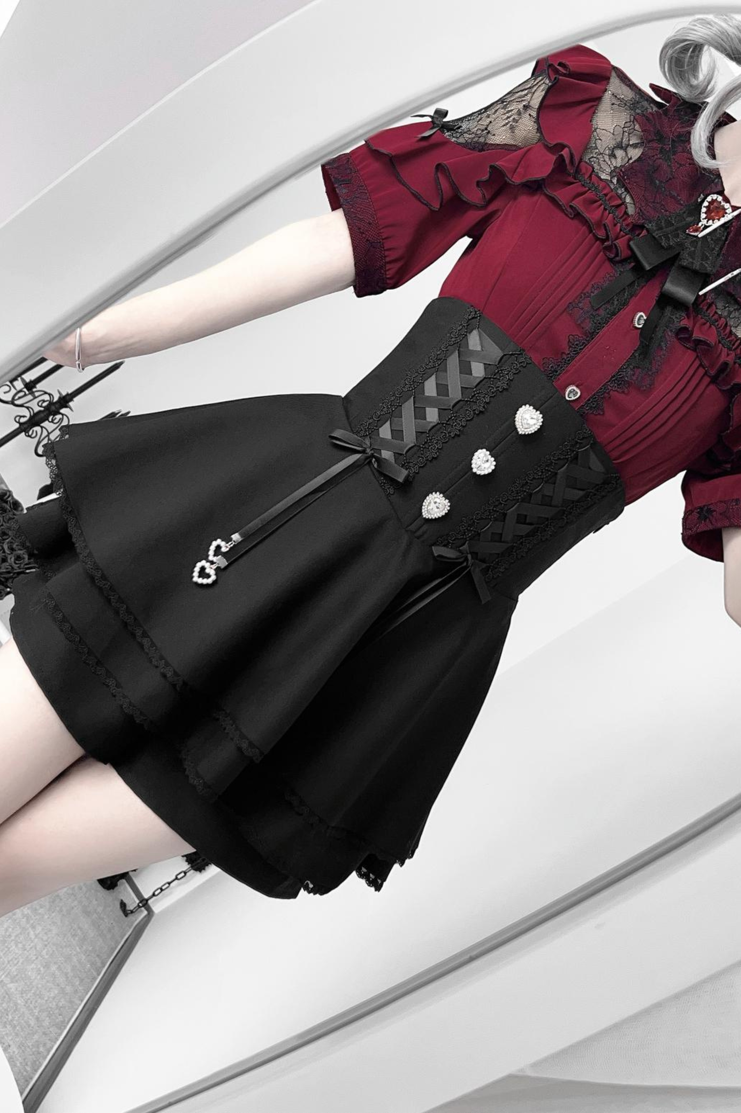 レースアップハイスエストパンツ