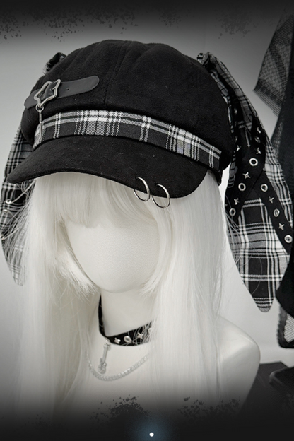 チェックうさ耳サブカルチャー帽子