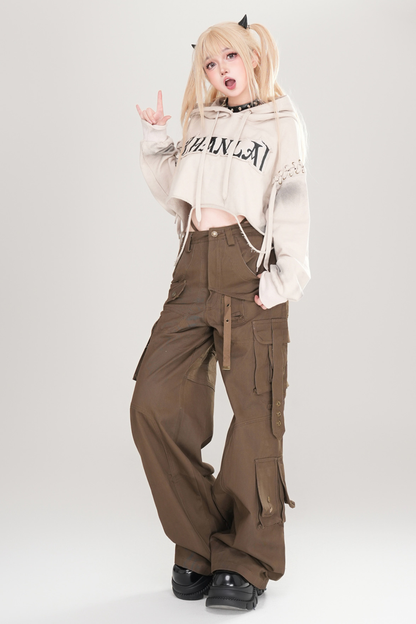 ロックキャットイヤーフーデッドトップス