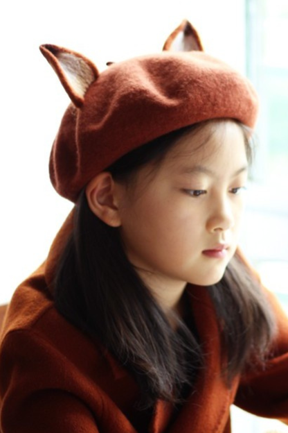 ウールフェルトキツネベレー帽