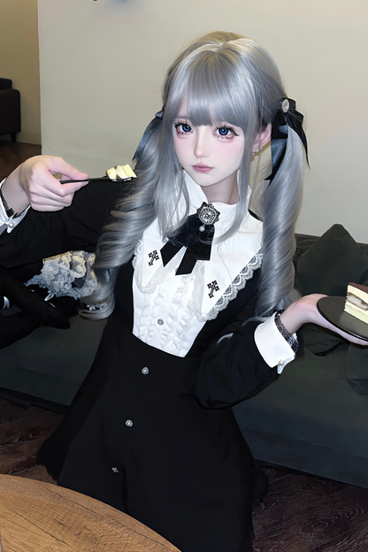 Cross Ruffle Collar Peplum Top + Shorts