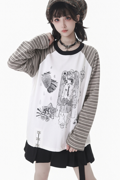 Patchwork Raglan Sleeve Top