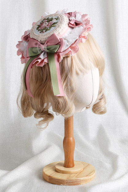 カントリーブーケロリータボンネット+フラットハット+クリップハット+ヘアバンド