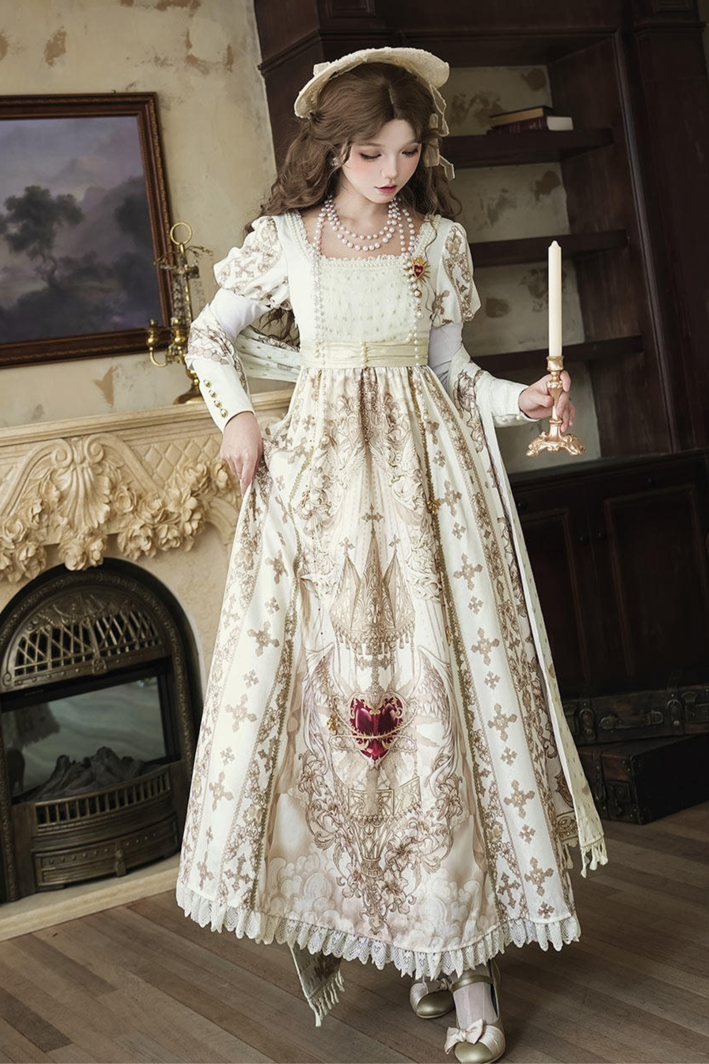 Elegantes Lolita-Kleid + Schal + Halskette