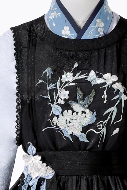 チャイナプラムブロッサムドレス+エプロンスカート