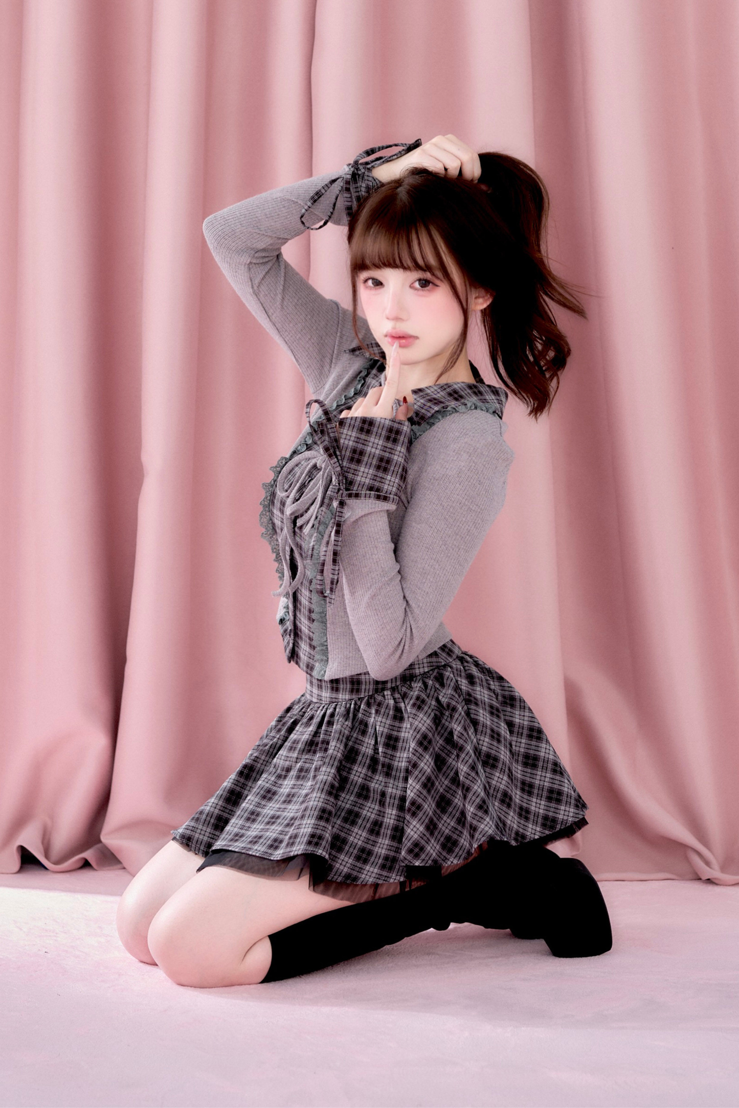 Plaid Ruffle Dress + Short Top