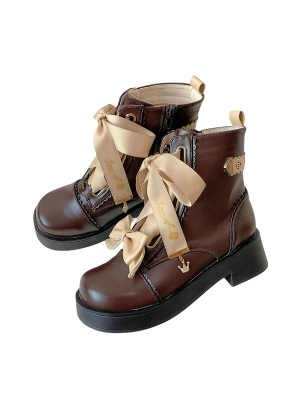 Rose Night Ribon Crown Lolita Short Boots