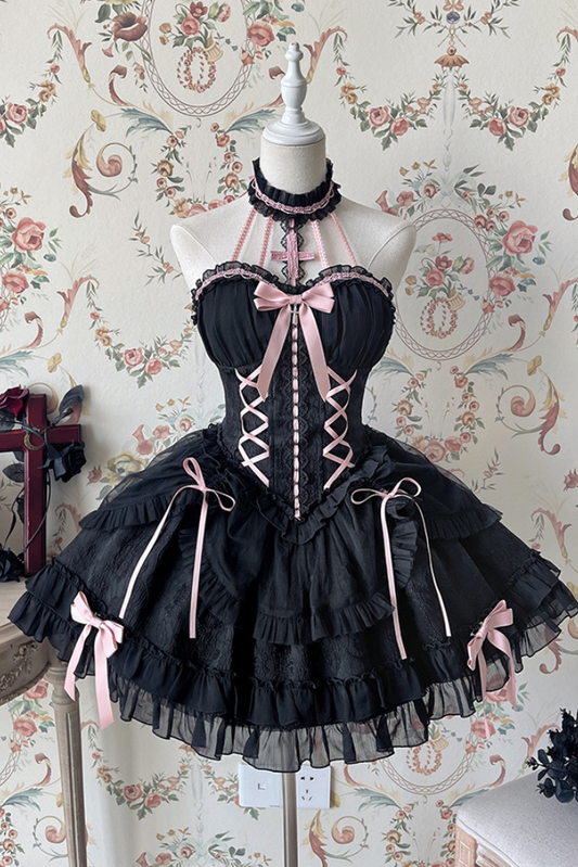 [Pre-order Deadline: August 8] Halter Neck Cross Tutu Doll Lolita Dress