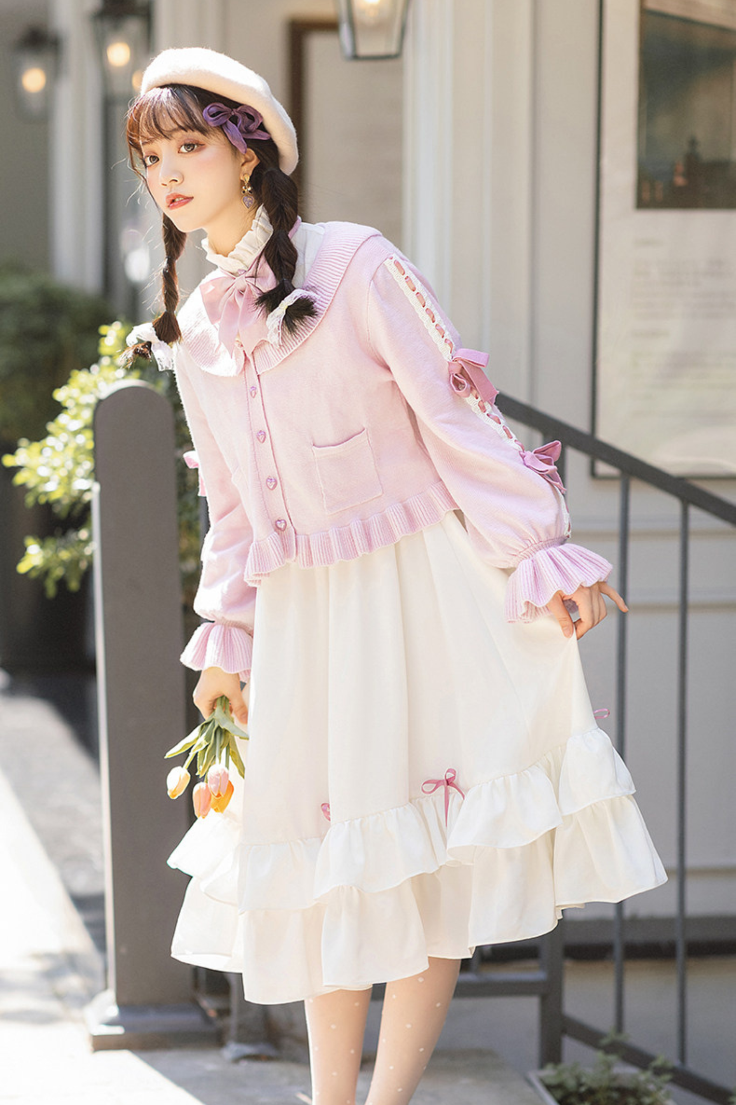 French Retro Girly Elegant Dress + Ribbon