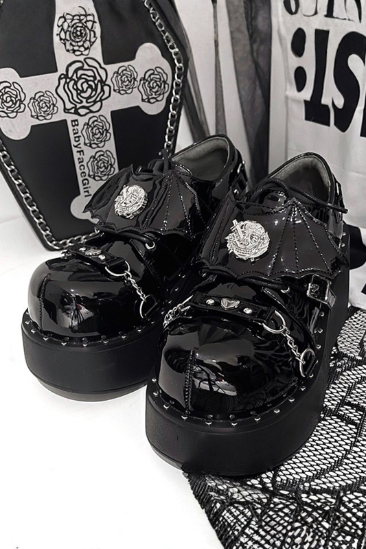 パンクプラットフォームダークシューズ