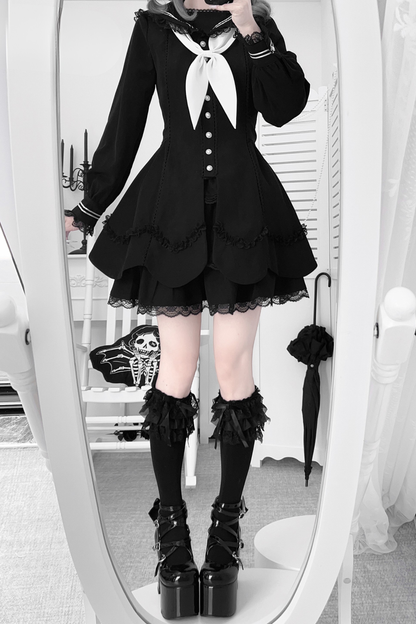 Lace sailor collar top + skirt