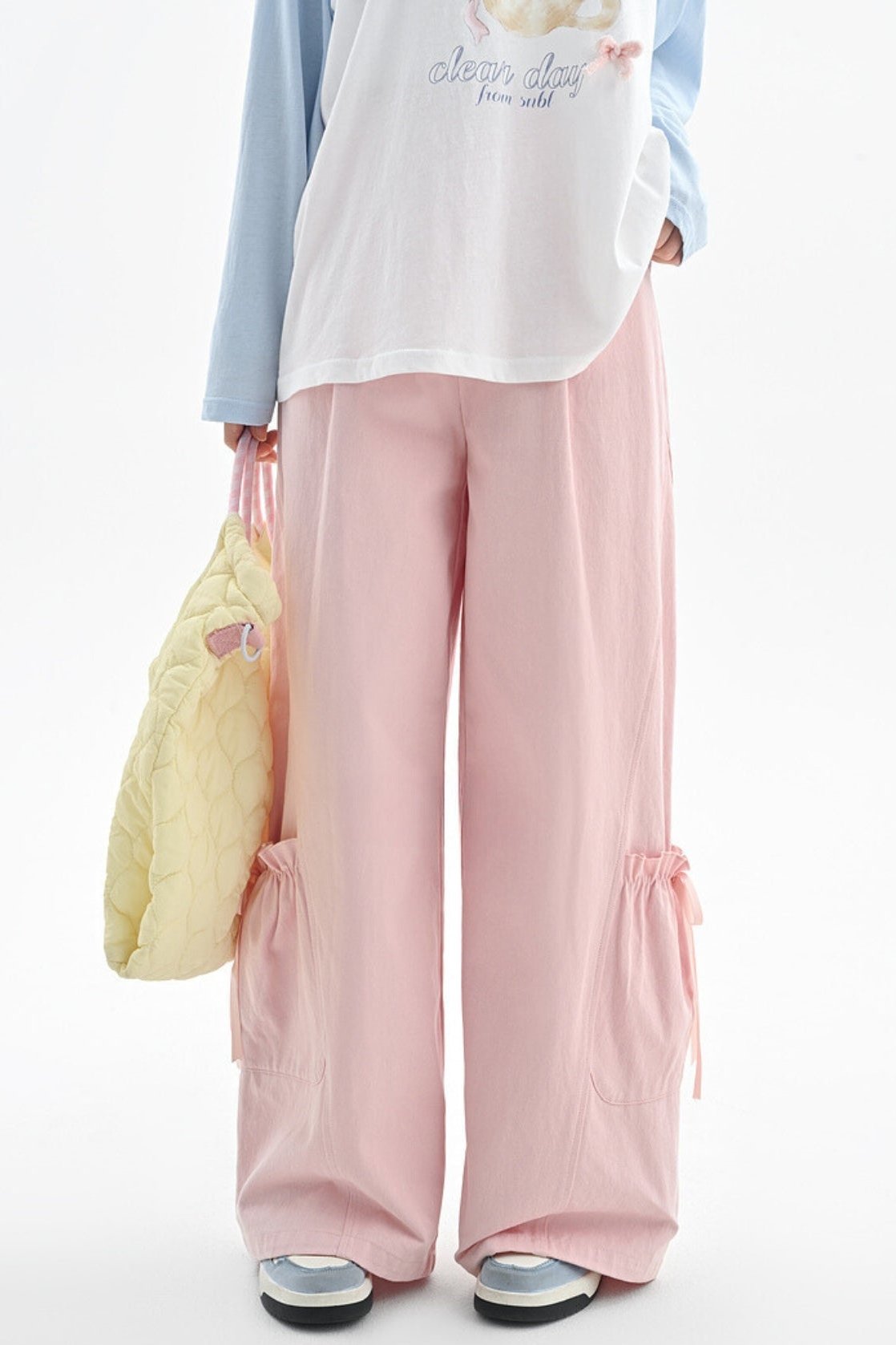 Pink Loose Casual Dopamine Pants Set-Up