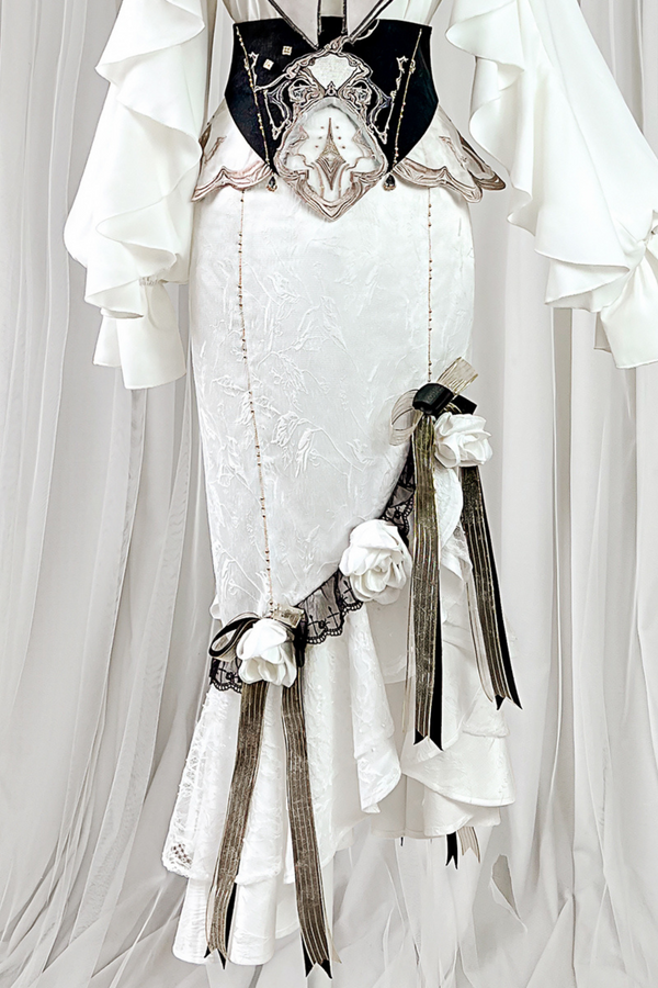 【予約商品】エレガントフラワースカート＋フリルトップス＋ウエストベルト