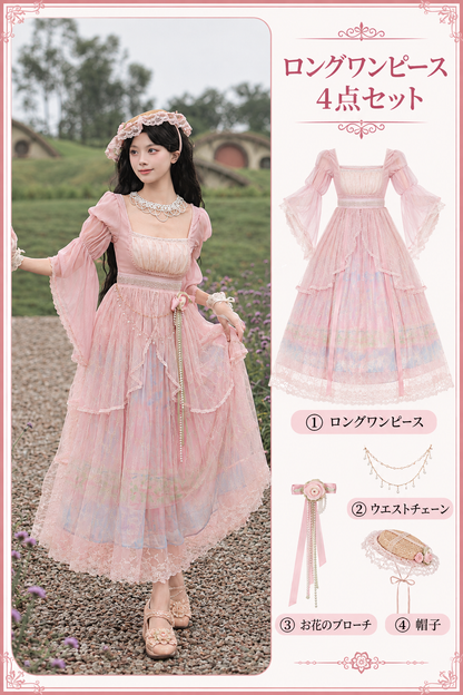 Ölgemälde-Lolita-JSK-Set mit hoher Taille