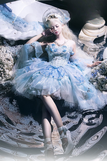 Mermaid Chiffon Lolita Dress + Crown + Headband + Sleeves