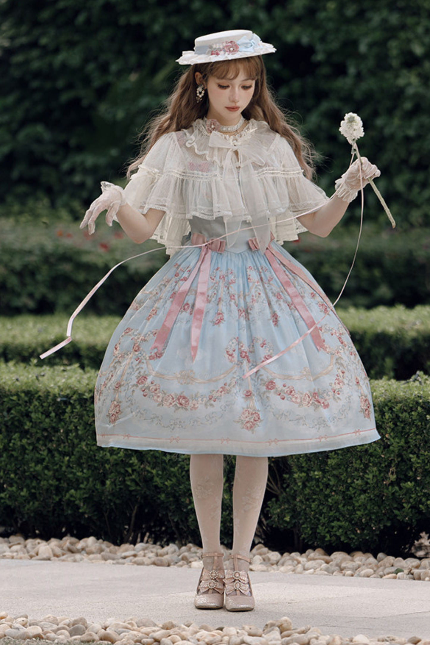 Vilandry Garden Off-Shoulder Dress + Jumper Skirt + Cape