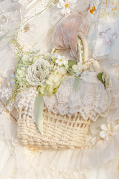 デイジーウェディングロリータハット+グローブ+バッグ+ネックレス