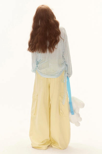 シアーデザインルーズオフショルトップス