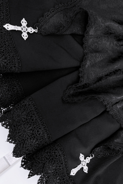 ダークゴシックサブカルチャーストラップセットアップ＋リボン＋チェーン