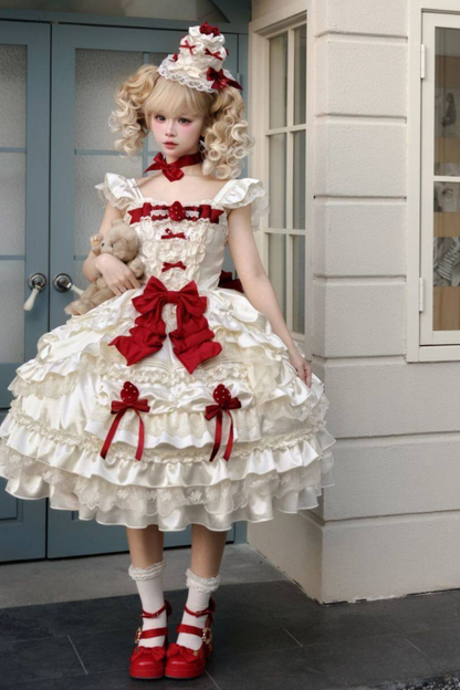 스위트 퓨어 로리타 드레스 + 꼬리 + 리본