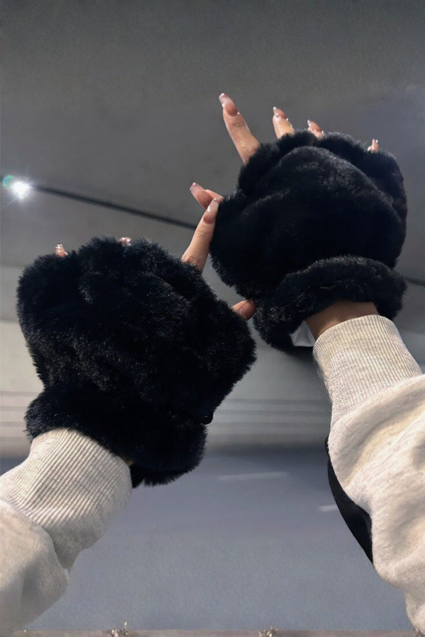 プラッシュハートハーフフィンガーグローブ