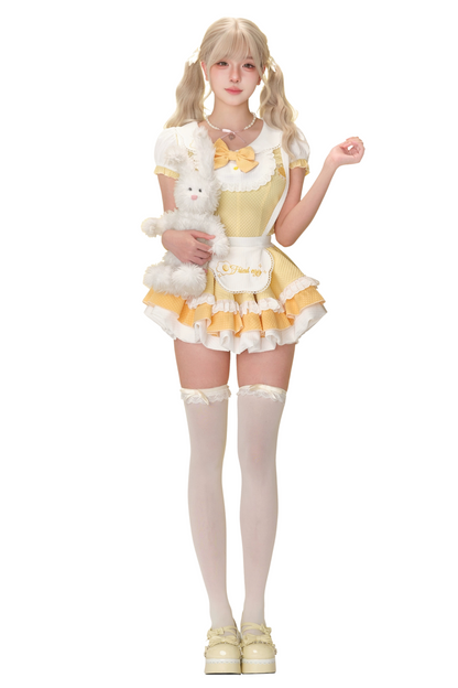 パインカラードールトップス+フリルサスペンダースカート